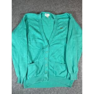 Vintage 60s Izod Club Cardigan Womens Large Blue Knit Preppy Minimalist Classic
